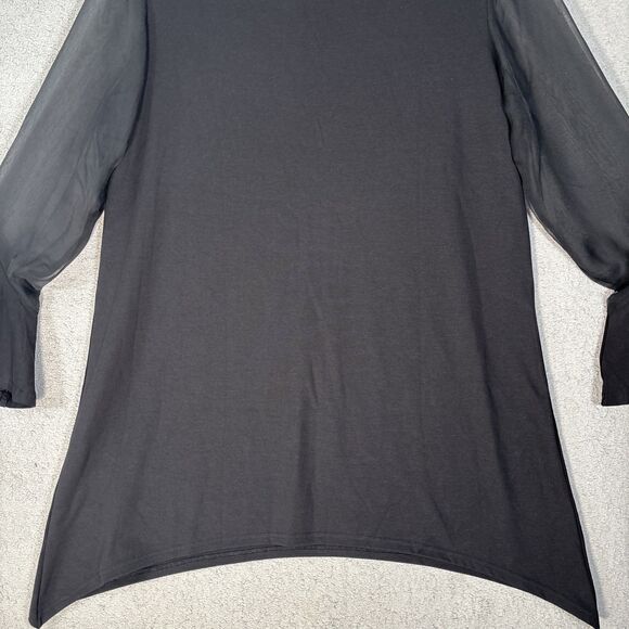 NWT Ador Women’s M Chiffon Modal High Neck Flare Cuff Blouse Witchy Goth Vampire - Picture 12 of 13